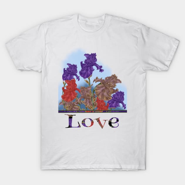 Blooming irises. Love T-Shirt by KateQR